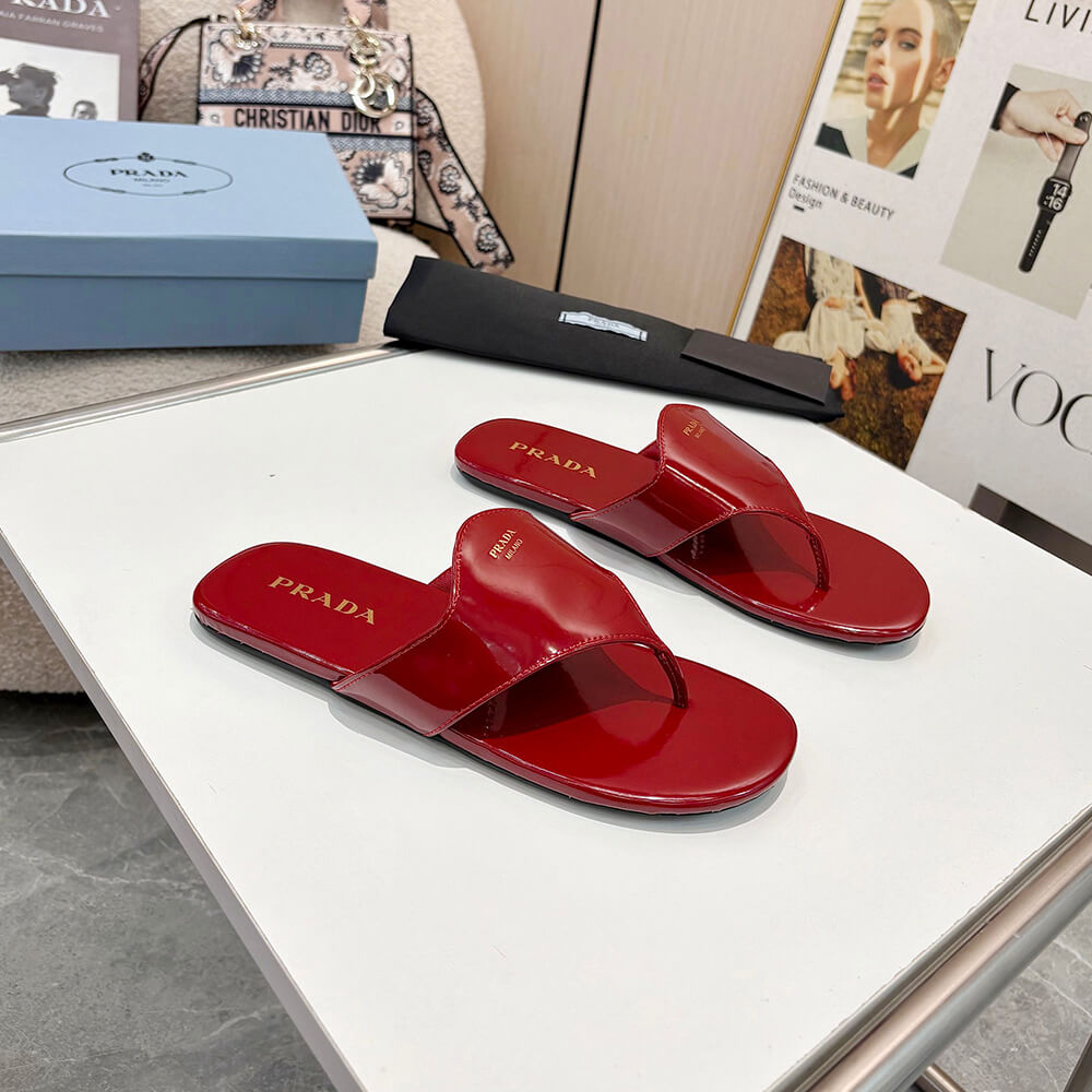 Prada Brushed leather thong sandals